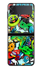 Game Doodle Samsung Galaxy Z Flip4 Glass Case Back Cover by Casekaro