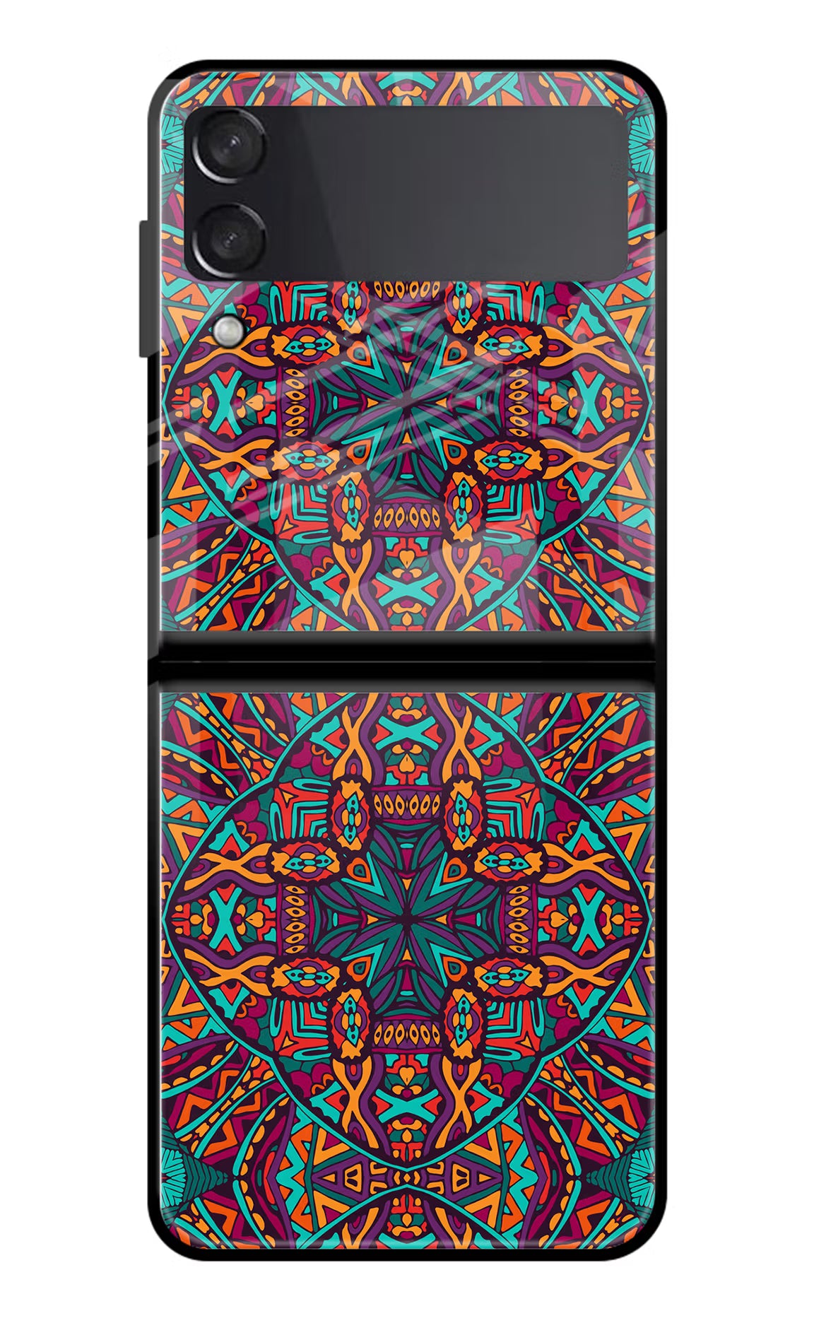Colour Mandala Samsung Galaxy Z Flip4 Glass Case Back Cover by Casekaro