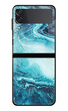 Blue Glitter Marble Samsung Galaxy Z Flip4 Glass Case