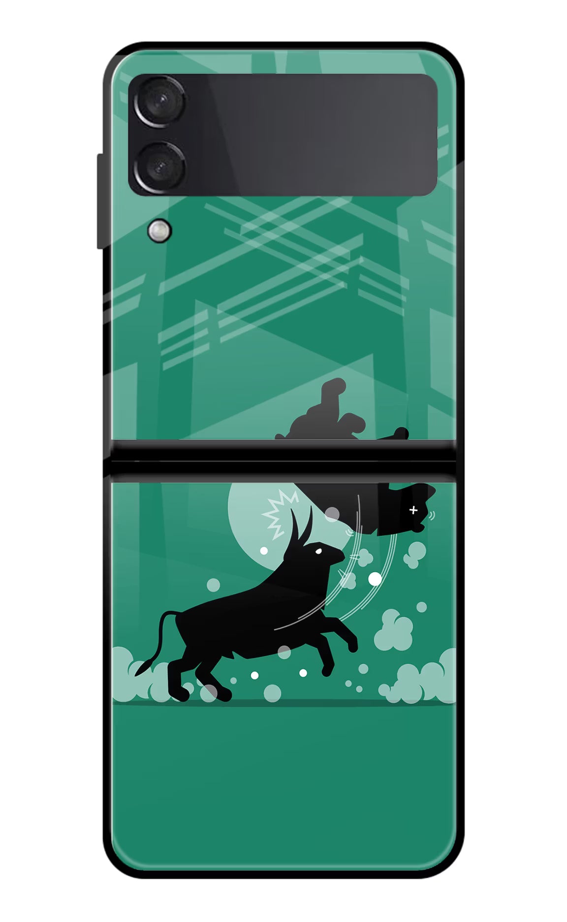 Bull Conqueror Samsung Galaxy Z Flip4 Glass Case Back Cover by Casekaro