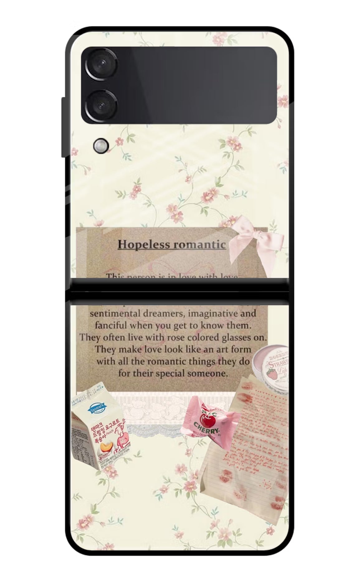 Hopeless Romantic Samsung Galaxy Z Flip4 Glass Case Back Cover by Casekaro