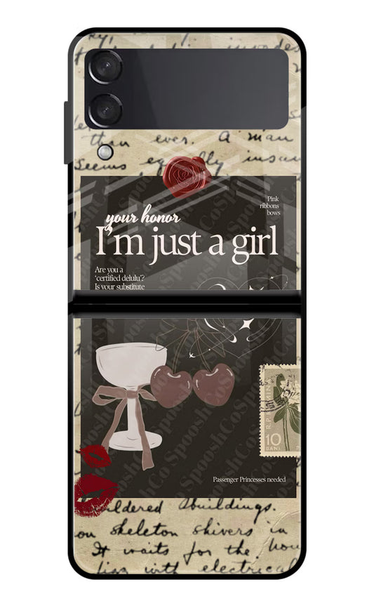 I am just a girl Samsung Galaxy Z Flip4 Glass Case