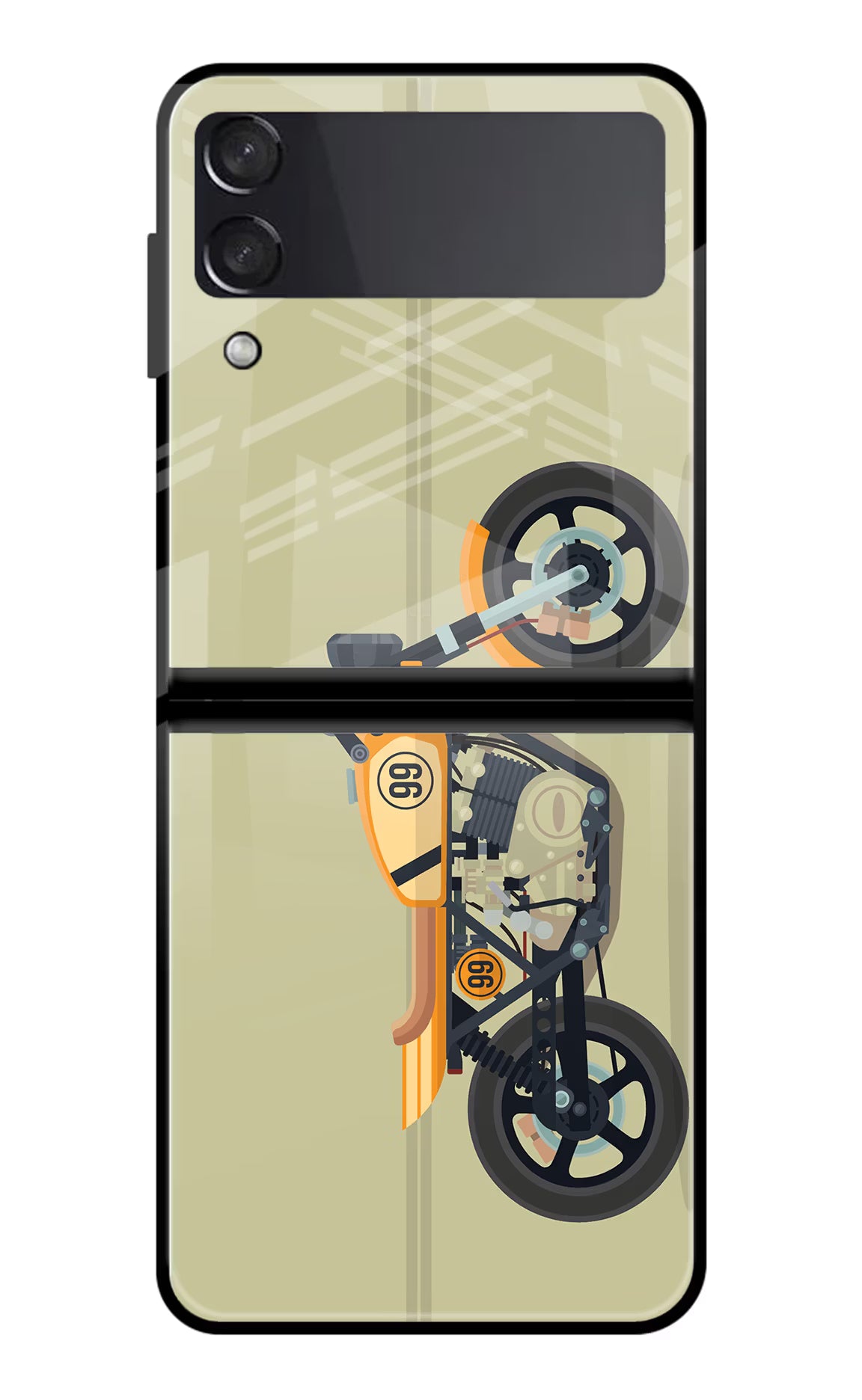 Vertical Speedster Samsung Galaxy Z Flip4 Glass Case Back Cover by Casekaro