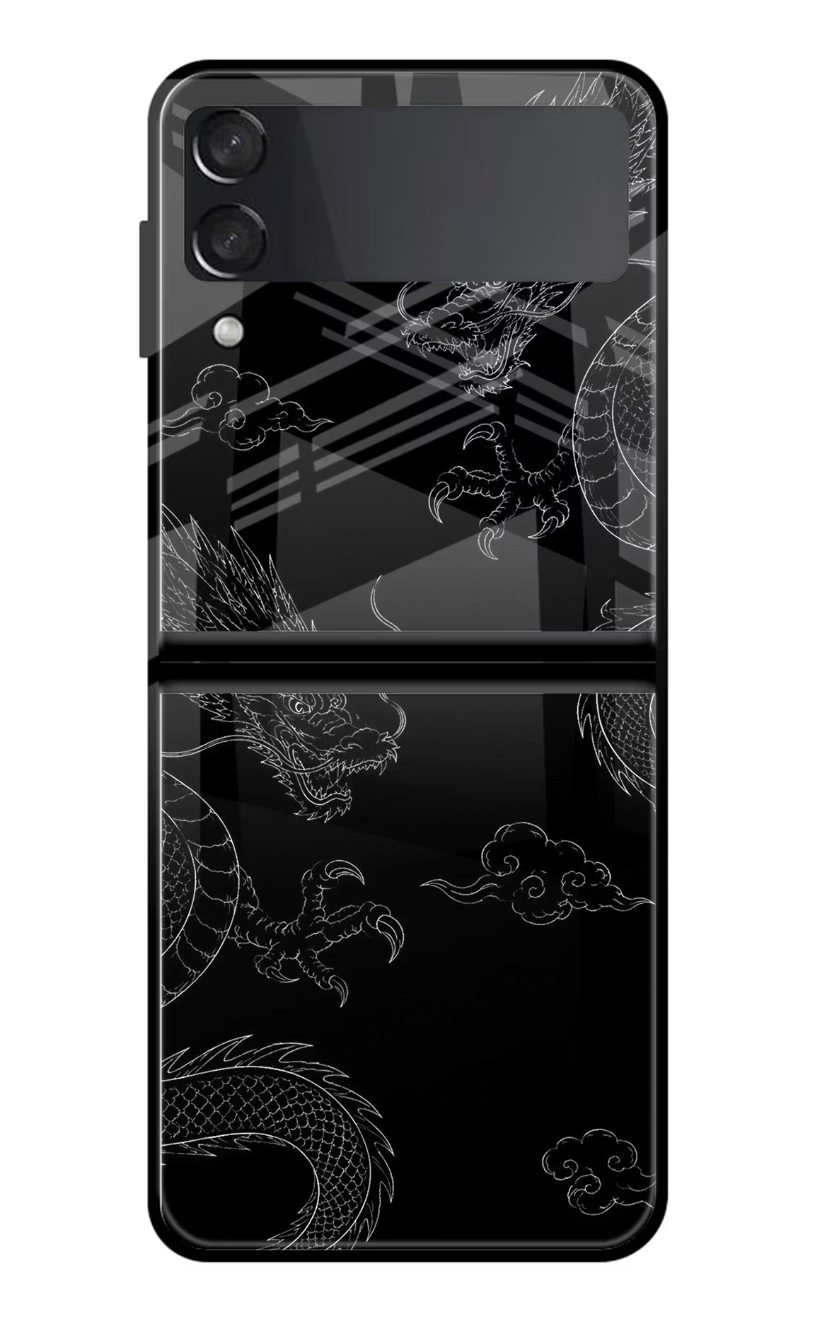 Twin Dragons Samsung Galaxy Z Flip4 Glass Case Back Cover by Casekaro