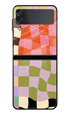 Wavy Grid Samsung Galaxy Z Flip4 Glass Case Back Cover by Casekaro