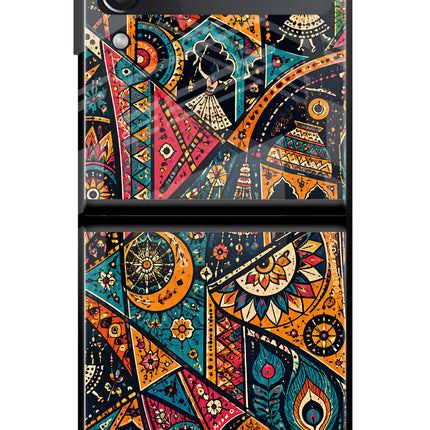 Folk Print Samsung Galaxy Z Flip4 Glass Case