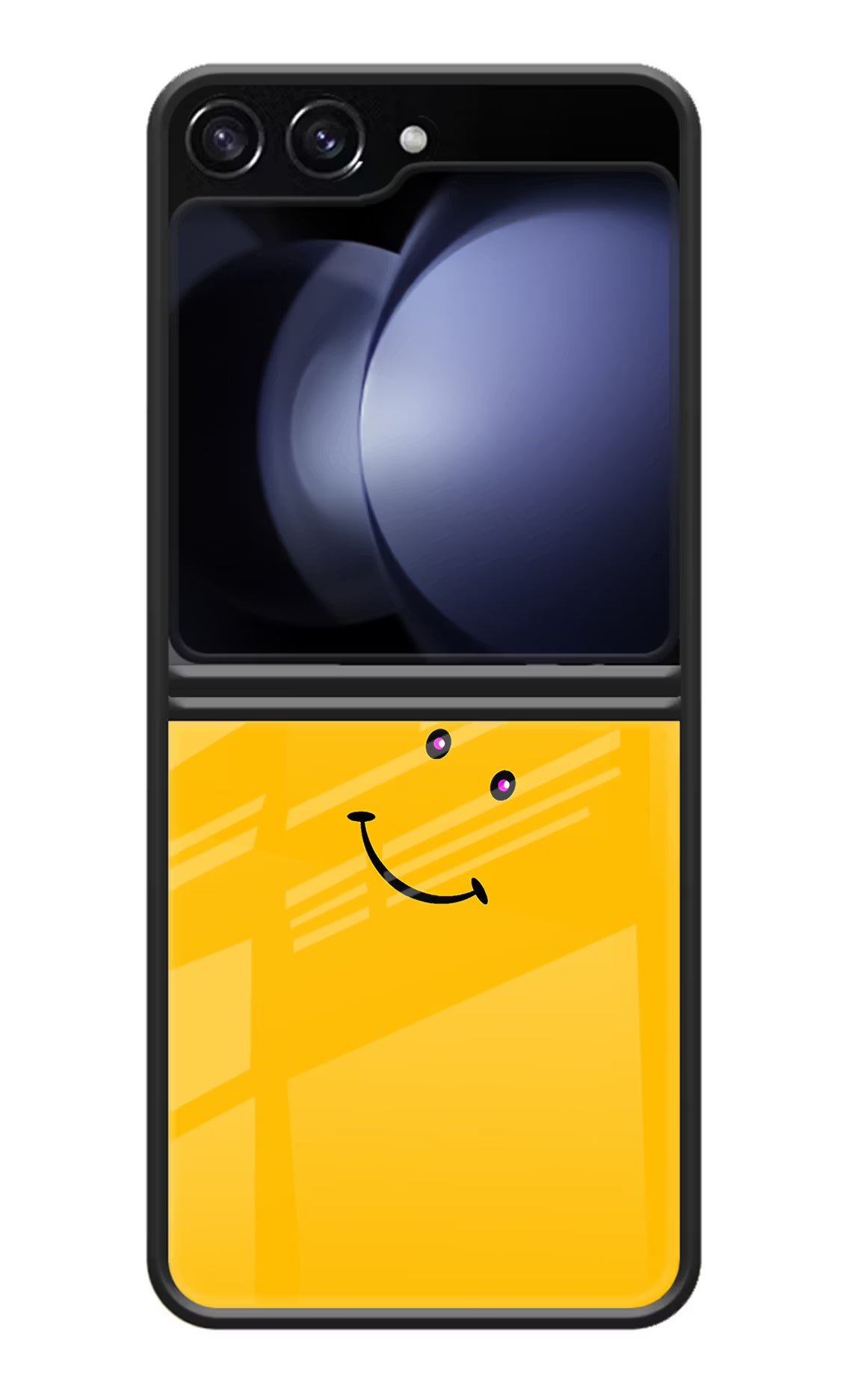 Happiness With Smiley Samsung Galaxy Z Flip5 Glass Case Back Cover by Casekaro