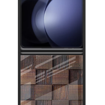 Wooden Cube Design Samsung Galaxy Z Flip5 Glass Case