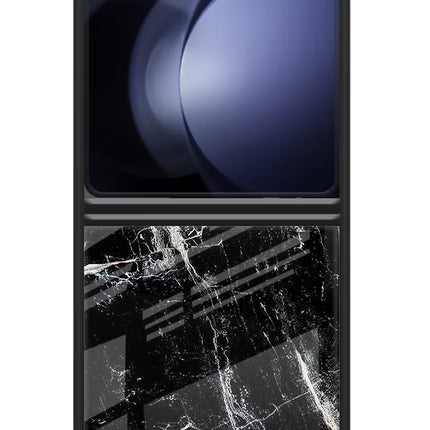 Black Marble Texture Samsung Galaxy Z Flip5 Glass Case