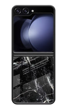Black Marble Texture Samsung Galaxy Z Flip5 Glass Case
