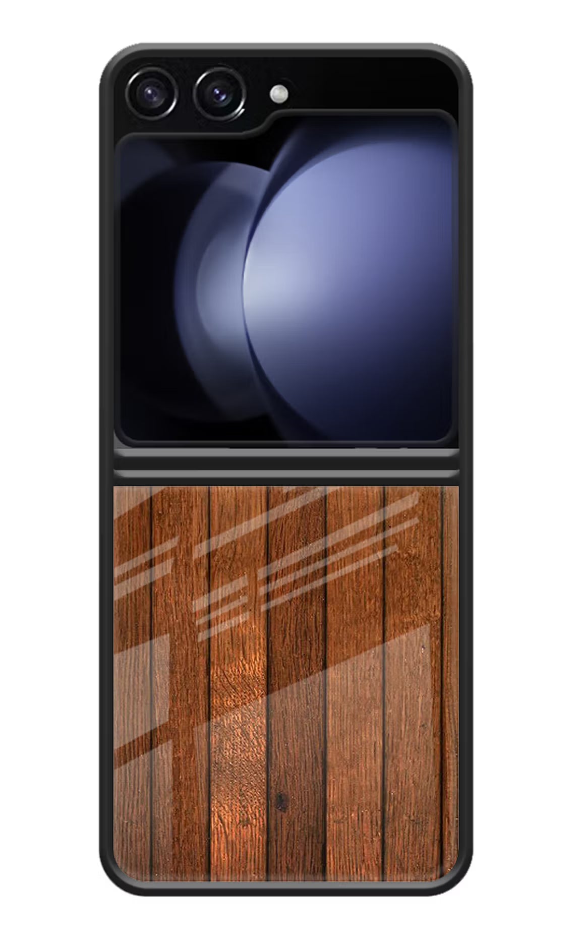 Wooden Artwork Bands Samsung Galaxy Z Flip5 Glass Case Back Cover by Casekaro