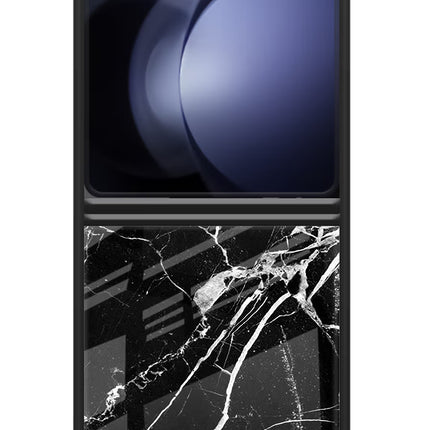 Black Marble Pattern Samsung Galaxy Z Flip5 Glass Case