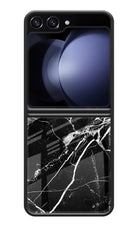 Black Marble Pattern Samsung Galaxy Z Flip5 Glass Case