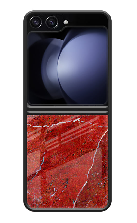 Red Marble Design Samsung Galaxy Z Flip5 Glass Case