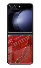 Red Marble Design Samsung Galaxy Z Flip5 Glass Case