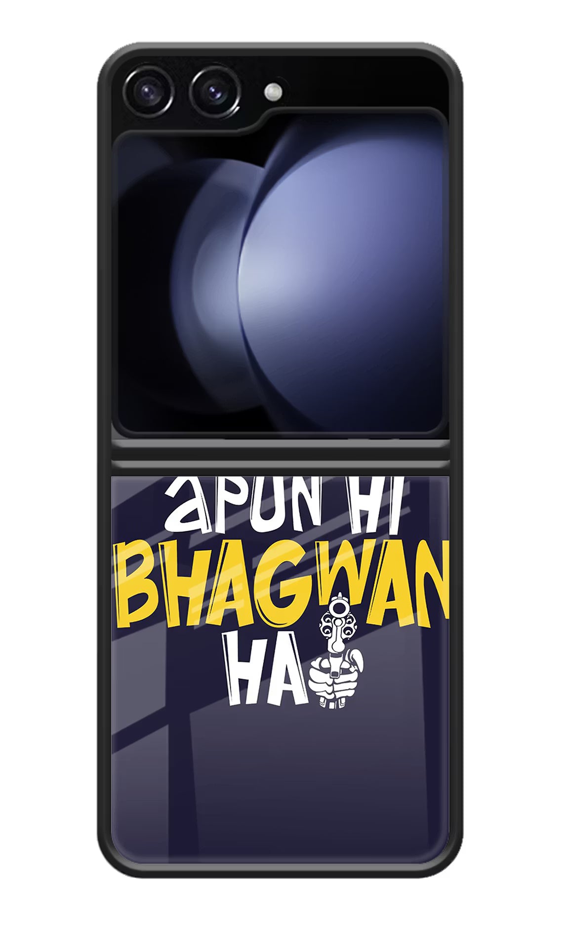 Kabhi Kabhi Lagta Hai Apun Hi Bhagwan Hai Samsung Galaxy Z Flip5 Glass Case Back Cover by Casekaro