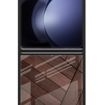 Wooden Texture Design Samsung Galaxy Z Flip5 Glass Case