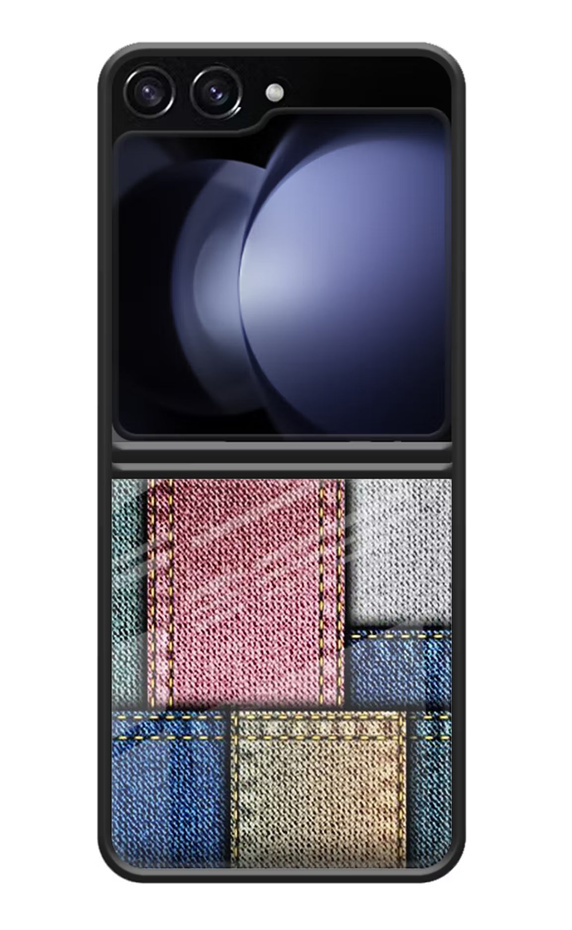 Multicolor Jeans Samsung Galaxy Z Flip5 Glass Case Back Cover by Casekaro