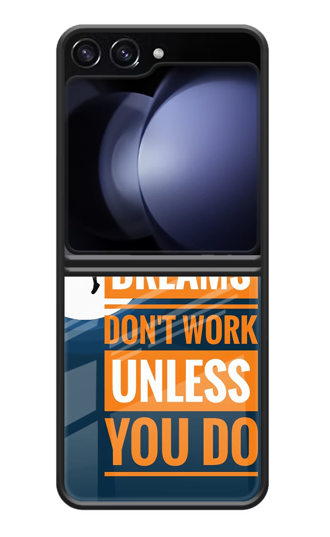 Dreams Don’T Work Unless You Do Samsung Galaxy Z Flip5 Glass Case Back Cover by Casekaro