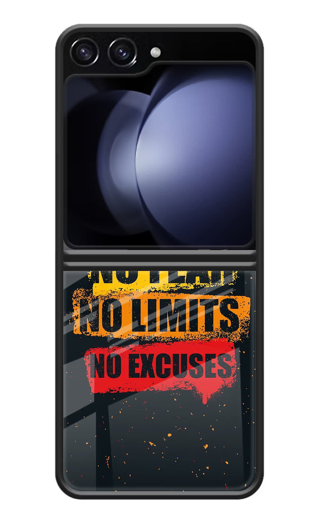 No Fear No Limits No Excuse Samsung Galaxy Z Flip5 Glass Case Back Cover by Casekaro