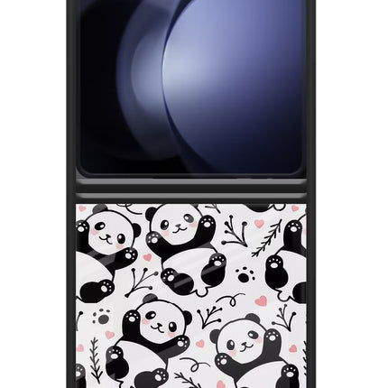 Cute Panda Samsung Galaxy Z Flip5 Glass Case Back Cover by Casekaro