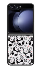 Cute Panda Samsung Galaxy Z Flip5 Glass Case Back Cover by Casekaro