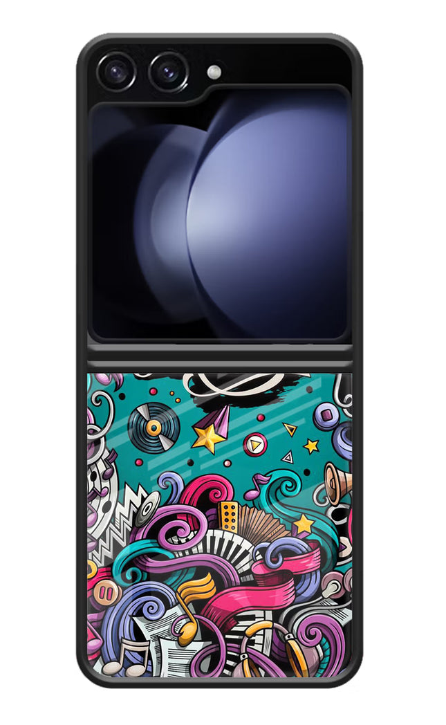 Music Graffiti Samsung Galaxy Z Flip5 Glass Case Back Cover by Casekaro