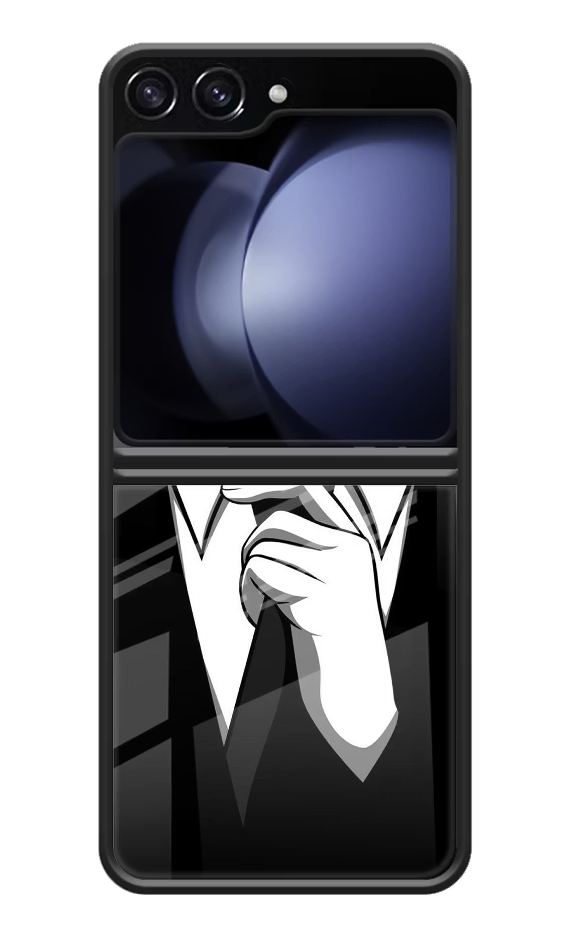 Black Tie Samsung Galaxy Z Flip5 Glass Case Back Cover by Casekaro