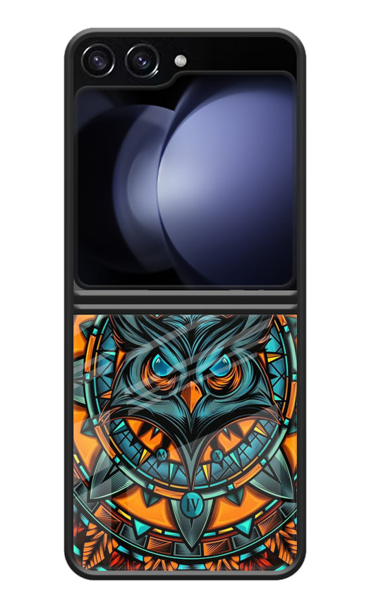 Angry Owl Art Samsung Galaxy Z Flip5 Glass Case