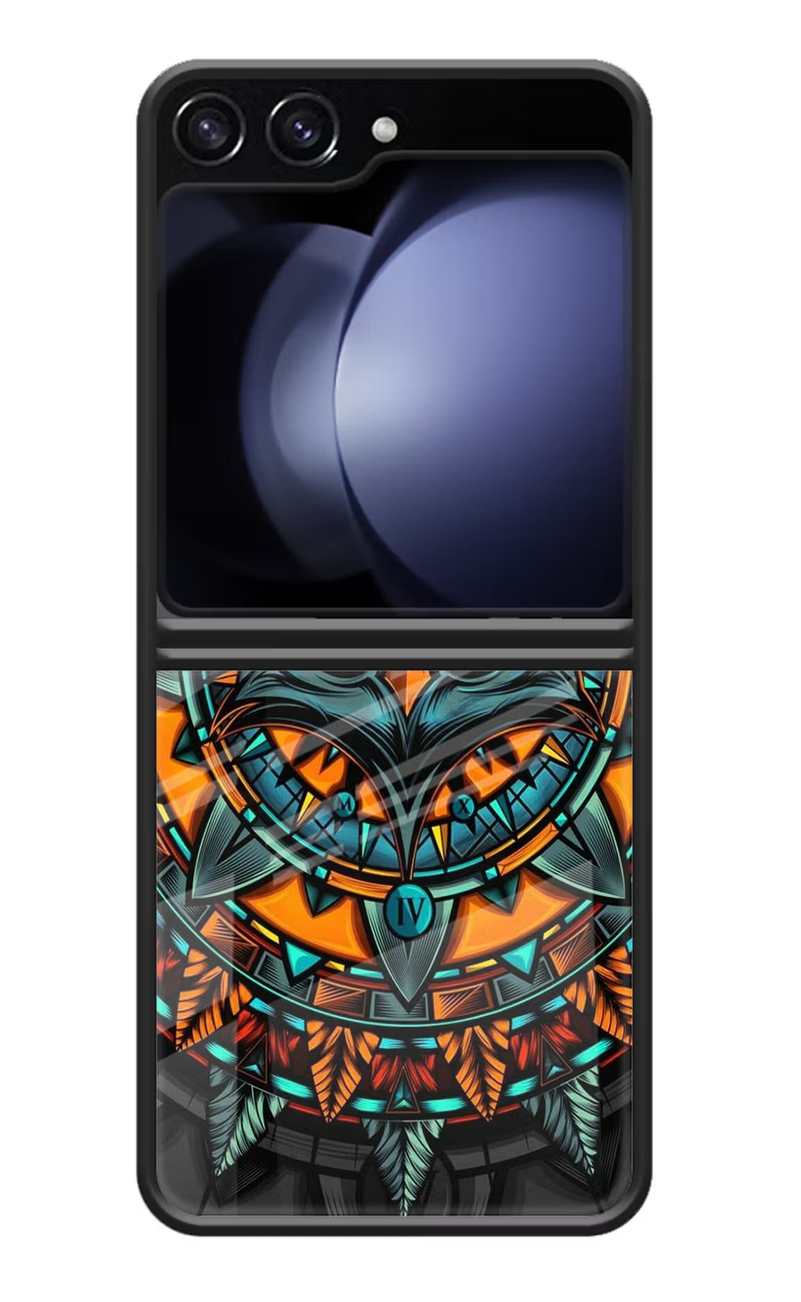 Angry Owl Art Samsung Galaxy Z Flip5 Glass Case Back Cover by Casekaro