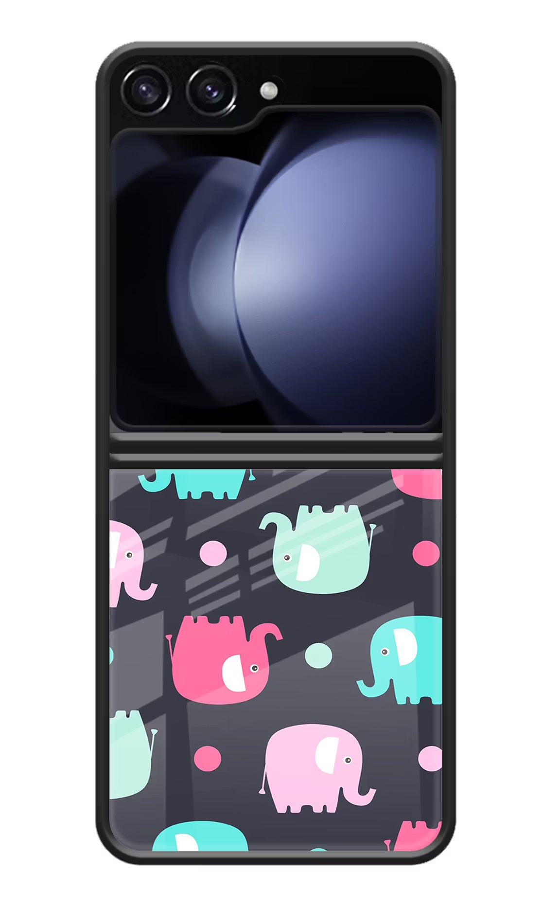Elephants Samsung Galaxy Z Flip5 Glass Case Back Cover by Casekaro