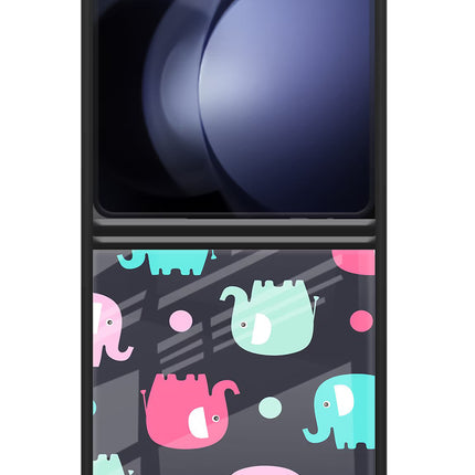 Elephants Samsung Galaxy Z Flip5 Glass Case