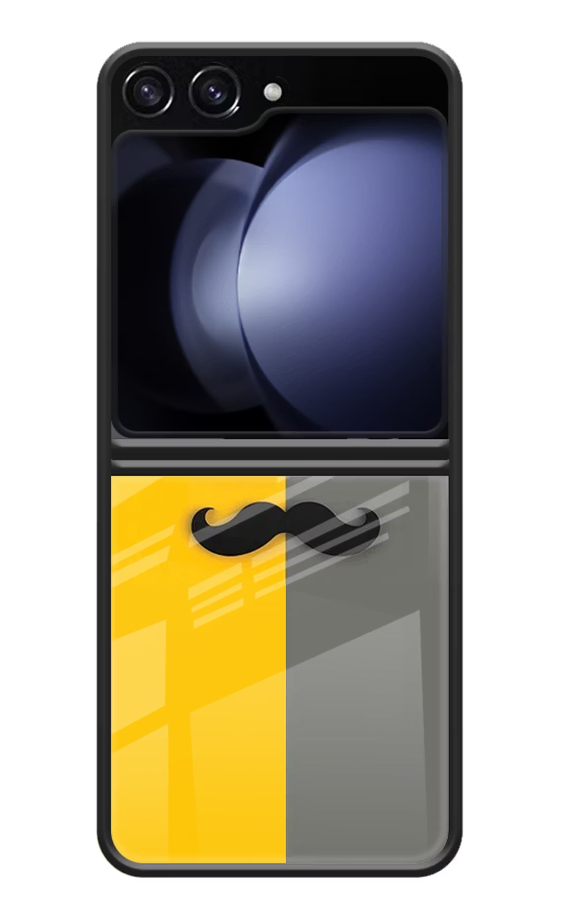 Sunglasses with Mustache Samsung Galaxy Z Flip5 Glass Case Back Cover by Casekaro