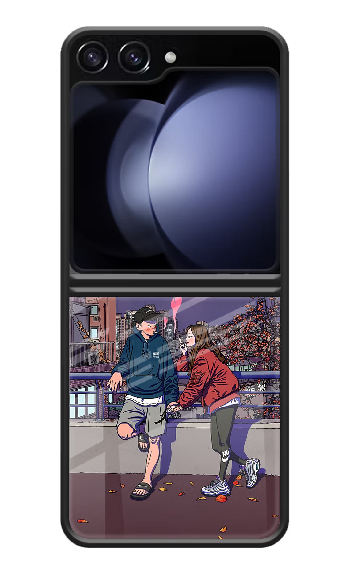 Chilling Couple Samsung Galaxy Z Flip5 Glass Case Back Cover by Casekaro