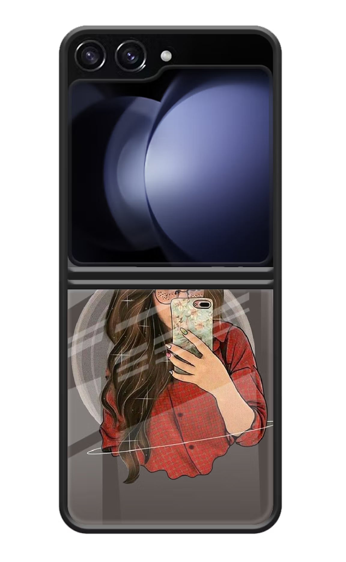 Selfie Queen Samsung Galaxy Z Flip5 Glass Case Back Cover by Casekaro