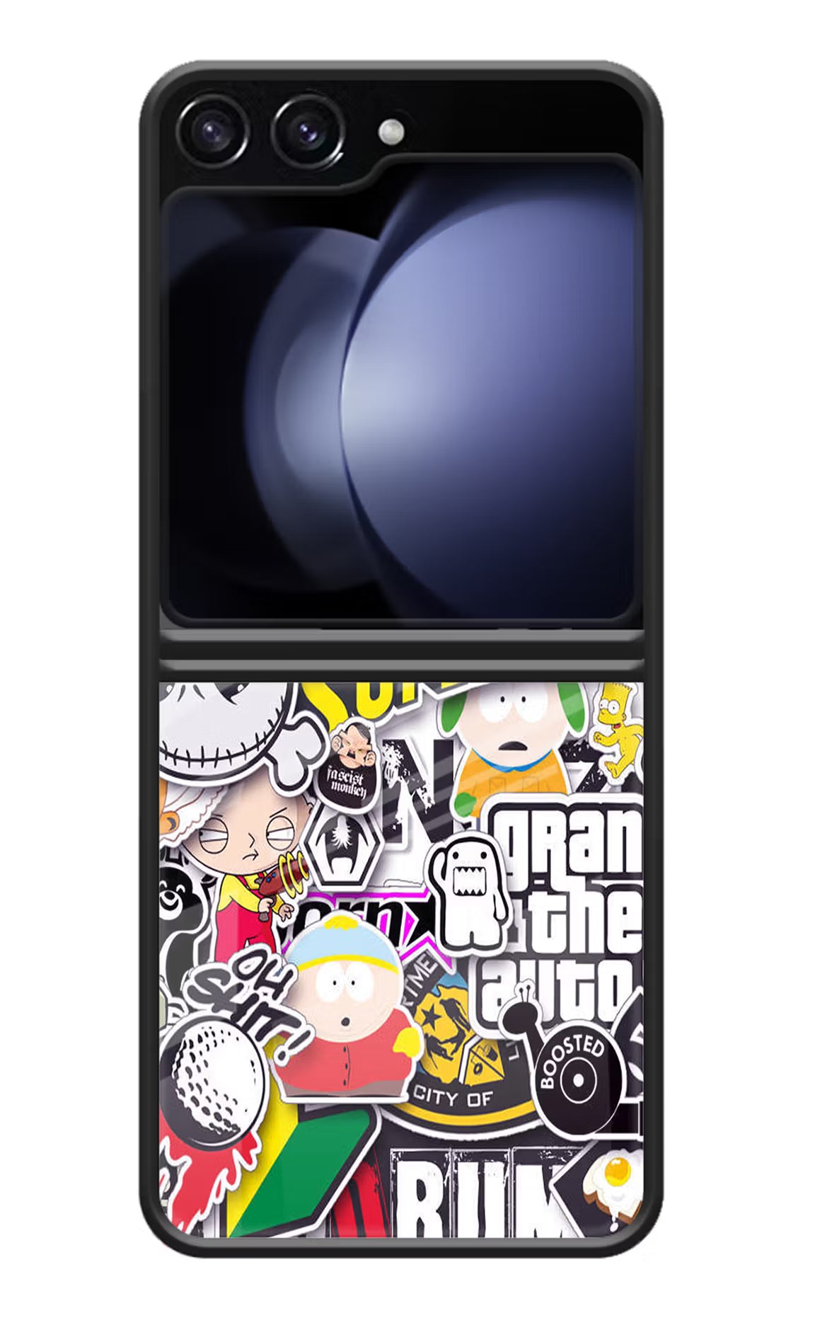 Sticker Bomb Samsung Galaxy Z Flip5 Glass Case Back Cover by Casekaro