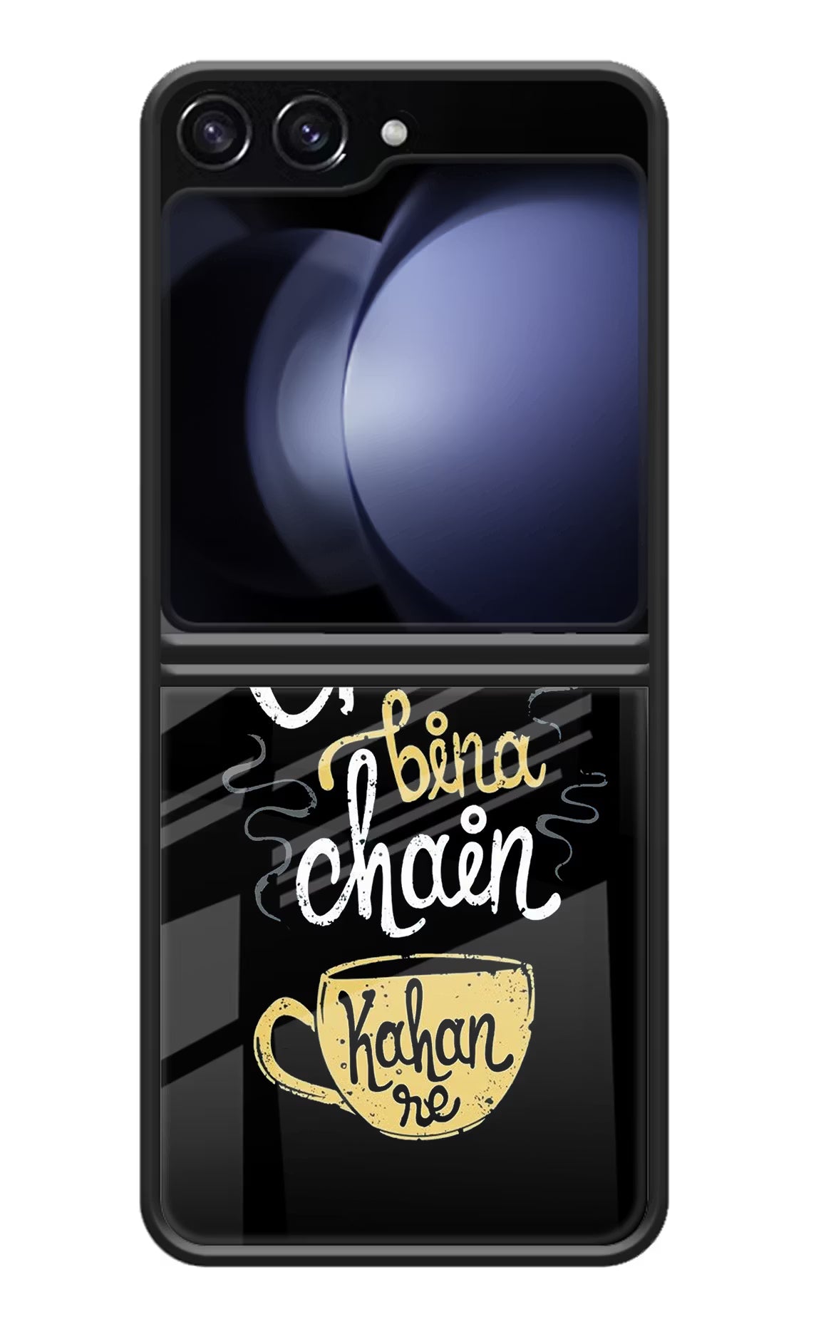 Chai Bina Chain Kaha Re Samsung Galaxy Z Flip5 Glass Case Back Cover by Casekaro