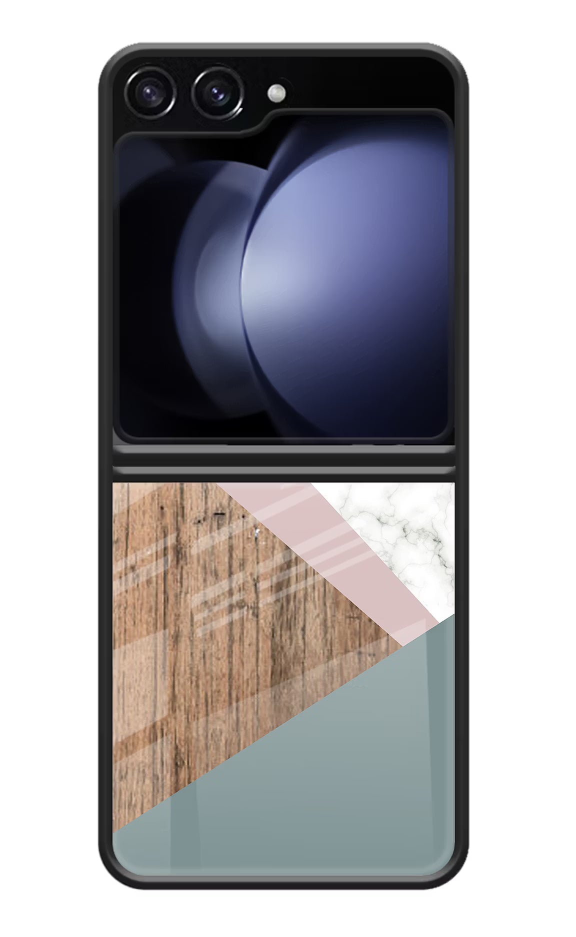 Marble wood Abstract Samsung Galaxy Z Flip5 Glass Case Back Cover by Casekaro
