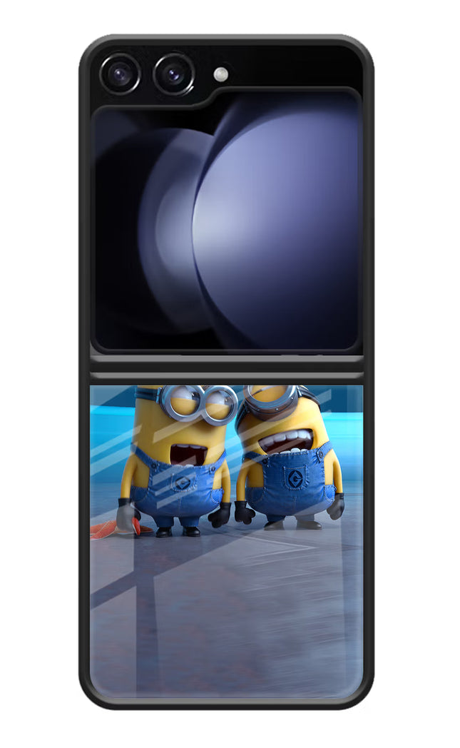 Minion Laughing Samsung Galaxy Z Flip5 Glass Case Back Cover by Casekaro
