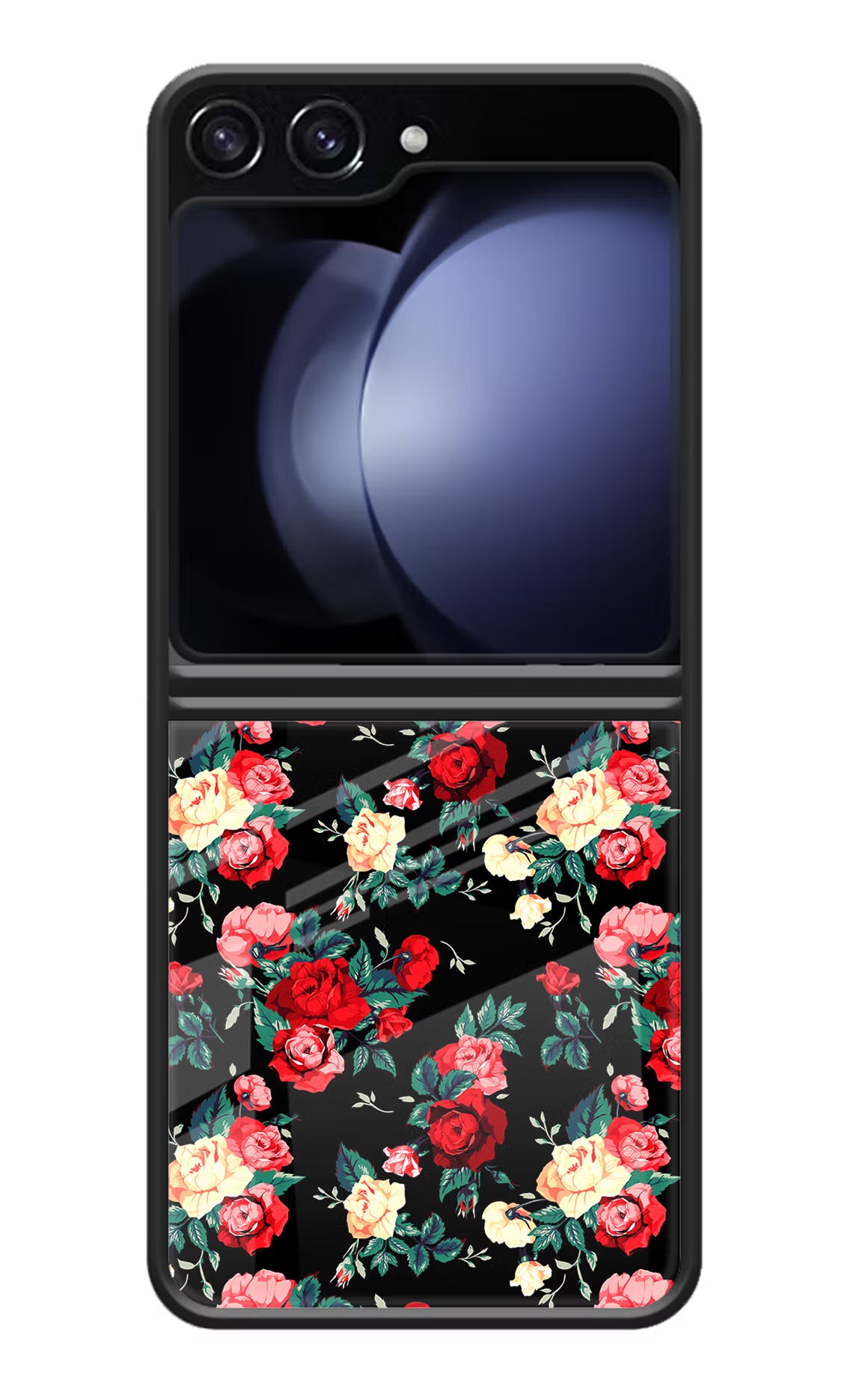 Rose Pattern Samsung Galaxy Z Flip5 Glass Case Back Cover by Casekaro