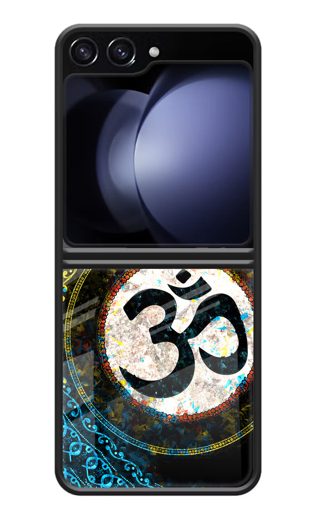 Om Cultural Samsung Galaxy Z Flip5 Glass Case Back Cover by Casekaro