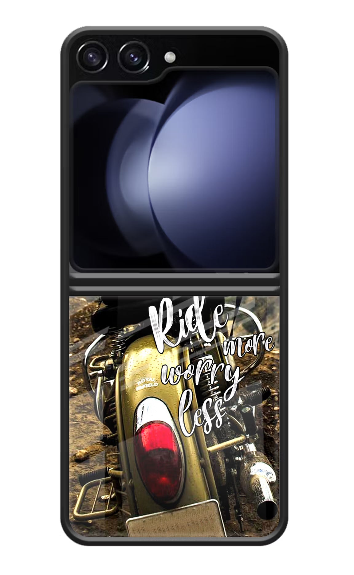 Ride More Worry Less Samsung Galaxy Z Flip5 Glass Case Back Cover by Casekaro