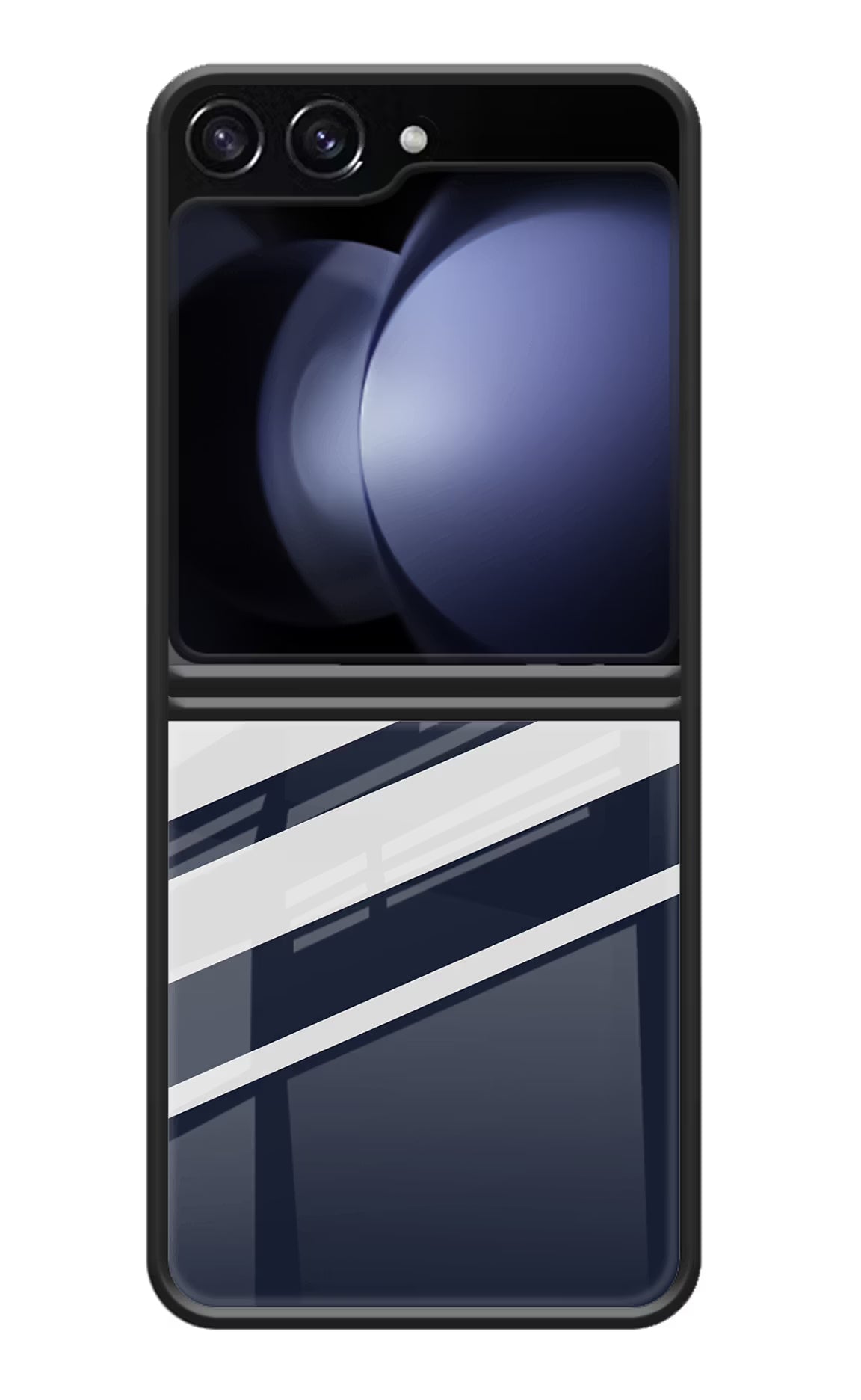 Blue and white wooden Samsung Galaxy Z Flip5 Glass Case Back Cover by Casekaro