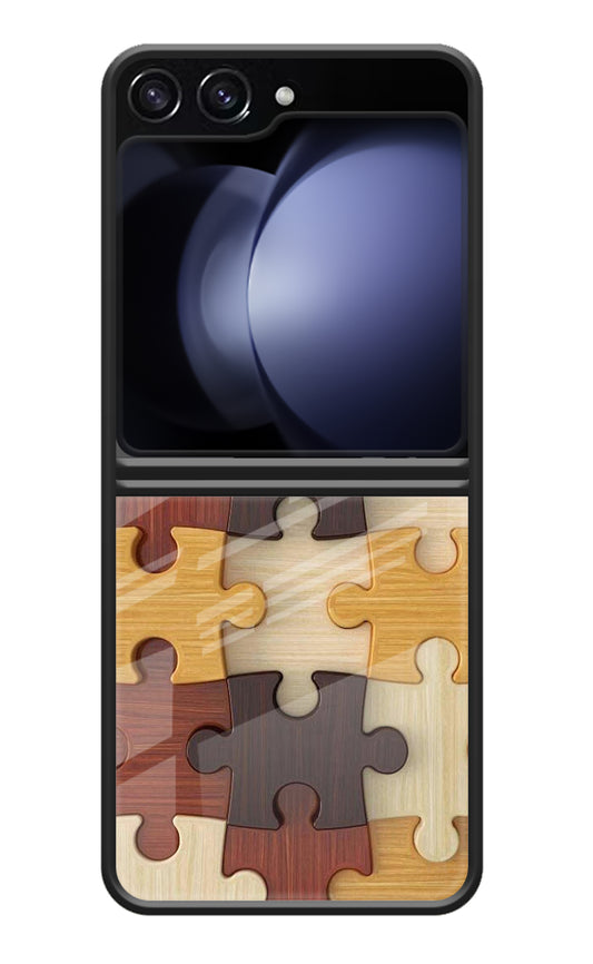 Wooden Puzzle Samsung Galaxy Z Flip5 Glass Case