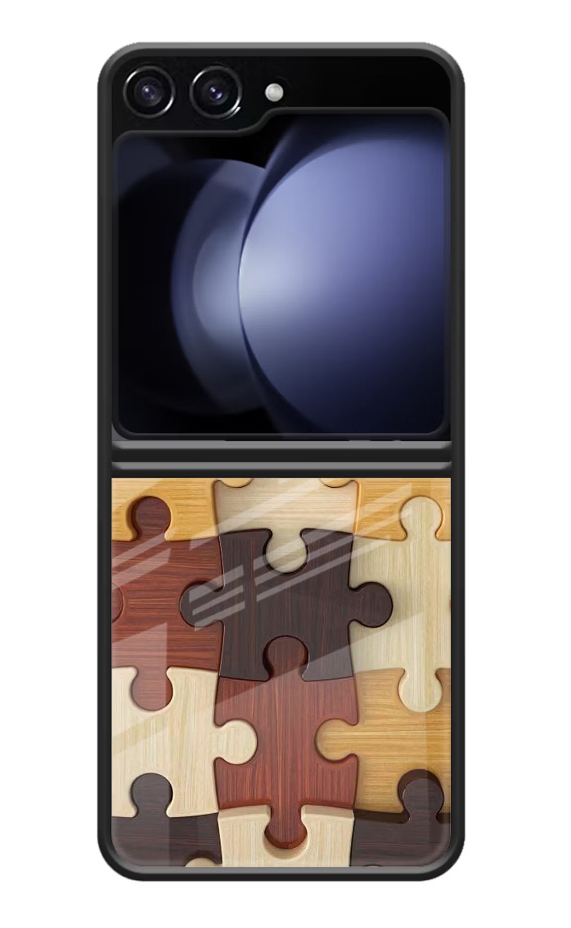 Wooden Puzzle Samsung Galaxy Z Flip5 Glass Case Back Cover by Casekaro