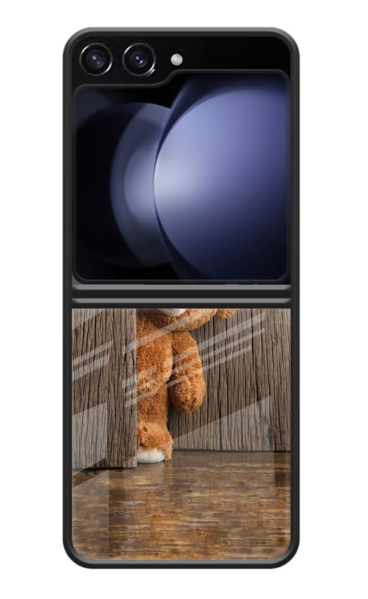 Teddy Wooden Samsung Galaxy Z Flip5 Glass Case