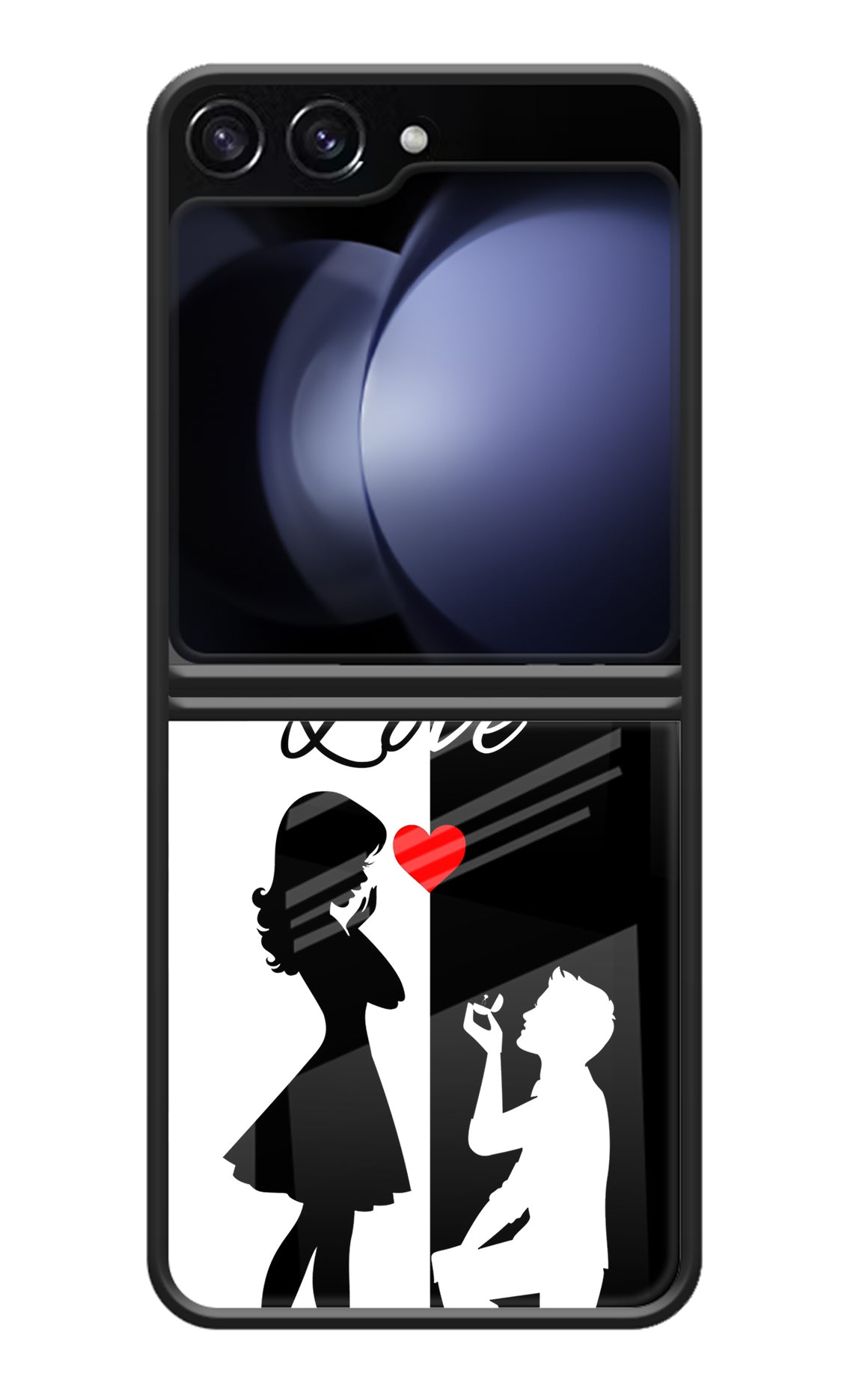 Love Propose Black And White Samsung Galaxy Z Flip5 Back Cover