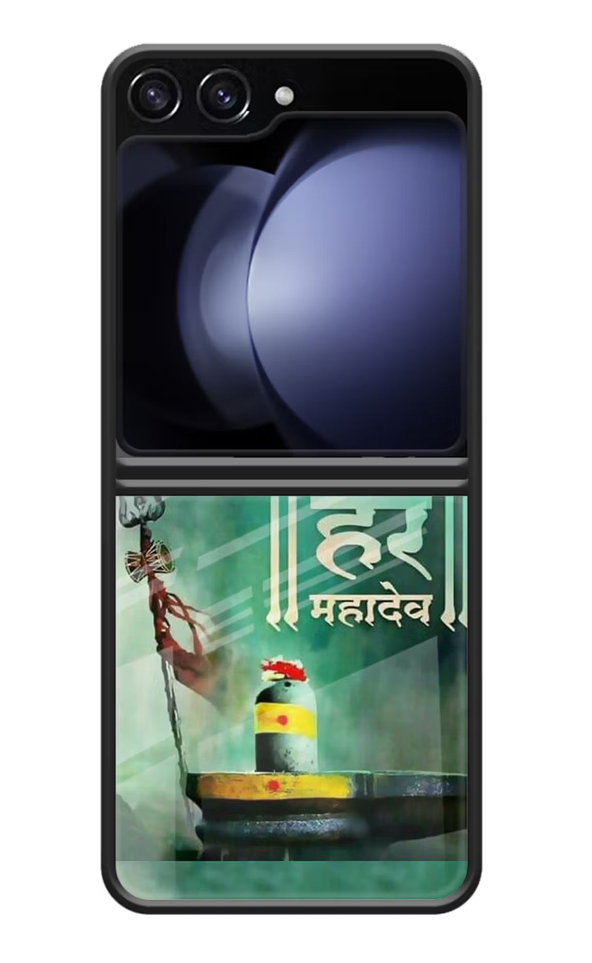 Har Har Mahadev Shivling Samsung Galaxy Z Flip5 Glass Case Back Cover by Casekaro