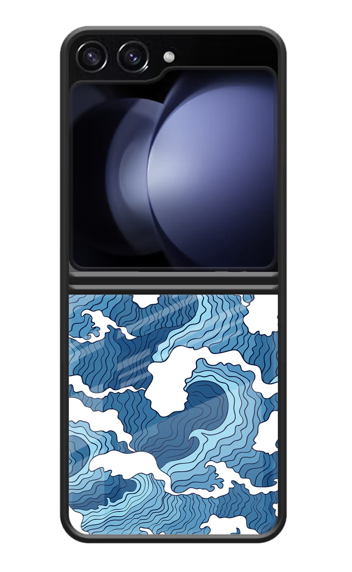 Blue Waves Samsung Galaxy Z Flip5 Glass Case Back Cover by Casekaro