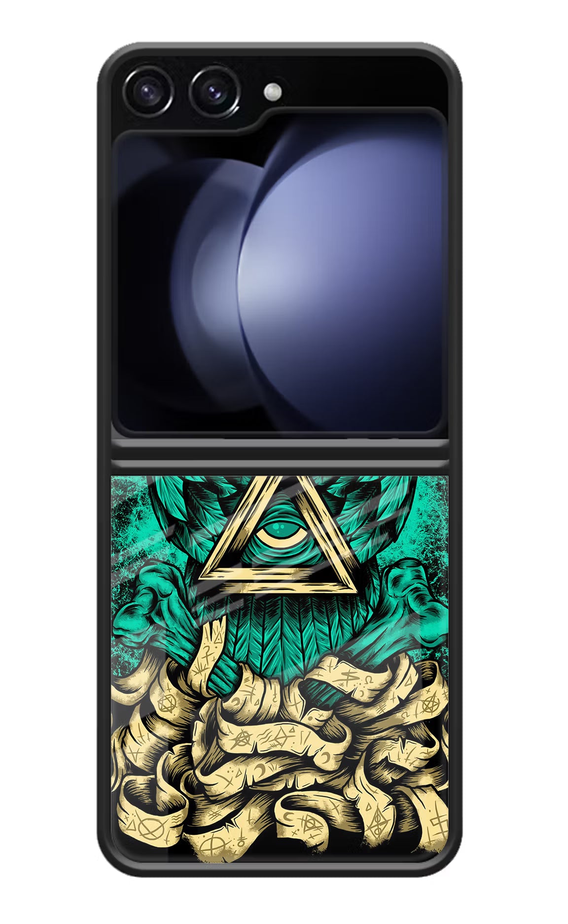 Green Owl Samsung Galaxy Z Flip5 Glass Case Back Cover by Casekaro